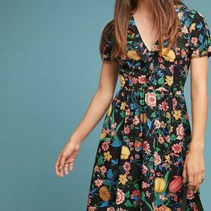 Anthropologie Floral-Print Maeve Bloedel Dress with Pockets! Size US 6, EUC